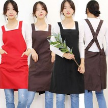하랑이플 엑스자 찍찍이 앞치마(FREE BIG) 벨크로 X자 주방 바리스타 식당 빅사이즈 앞치마, 브라운(BIG)