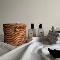 케렌시아 라틴바구니 라탄 소품 인테리어 원형 두루마리 휴지 각티슈 화장지 티슈 케이스, 1개