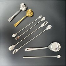 믹싱 바스푼 트위스터 롱 머들러 스테인리스 칵테일 우유거품수저 커핑, 롱스푼26cm