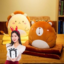 귀여운 캐릭터 동물모양 극세사 쿠션 담요 SET