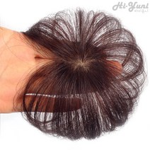 하이유니 인모 정수리 탑커버 부분 붙임 머리 헤어 피스 가발, 미디엄, 네츄럴블랙