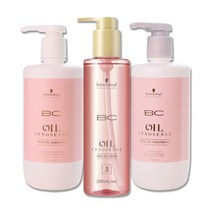 [손상모발케어] 슈바츠코프 프로페셔널 BC 로즈 오일 세트 전문가용 염색머리관리 샴푸750ml 트리트먼트750g 세럼200ml