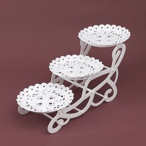 홈 파티 3단 디저트 트레이 접시 스탠드 과일 쿠키 다과 케익 계단식 화이트, 1개