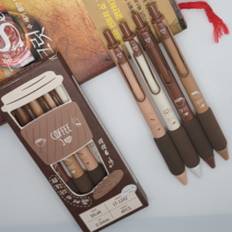 커피 볼펜 0.5mm 블랙, 4종, 1세트