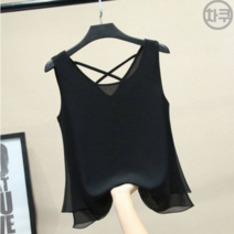 차쿠 여름 여성 이중 쉬폰 엑스끈 나시 블라우스 4XL까지 데일리룩 여친룩