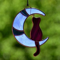 썬캐쳐 DIY 재료1pcs 스테인드 글라스 고양이 문 창 매달려 스티커 Suncatcher 고양이 애호가 선물 애완 동, 03 파란_01 CHINA