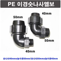 한누리팜마트 PE이경숫나사엘보 숫나사50mmx소켓40mm 연질관엘보 농수관연결구 농수관엘보, 1개