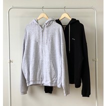 남녀공용 오버핏 트레이닝 상의 면 후드집업 2컬러