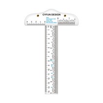 저스트윈 투명 아크릴 T-스퀘어 눈금자 모두 인치 및 미터법 측정 드로잉 카드 제작 공예 도구 6, 1pc 6 inch, 1pc 6 inch