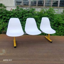 야외벤치 컬러 벤치 운동장벤치 풋살장벤치 야구장벤치 컬러벤치 공공벤치, 3인용 흰색 의자+  노랑 다리