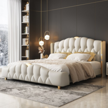 이탈리아 가벼운 고급 가죽 침대 마스터 침실 큰 모던하고 심플한 분위기의 웨딩, bed