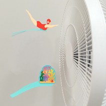 선풍기 에어컨 바람체크 귀여운 액세서리 악세사리, 커피소녀와 아이스크림