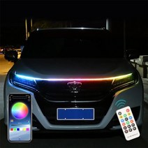 본넷 LED okeen rgb led 다채로운 자동차 헤드라이트 스트립 유니버설 주간 주행 조명 자동차 후드 장식 라이트 바 앱 원격 제어 12v, 화려한, 150cm