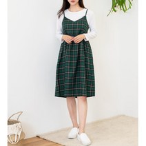 여성 체크 스트링 뷔스티에 미디 원피스 끈나시원피스 자켓이너 원마일룩
