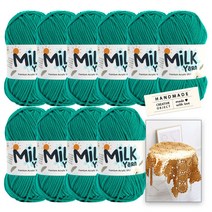 [니뜨] 밀크얀실x10볼+코튼라벨1개(랜덤)+밀크얀모티브블랭킷도안, 89_청록그린