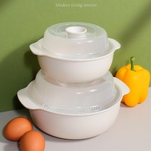 냉동식품 전자렌지 전용용기 해동냄비 2P 사용이편리한 밥해동 실리콘, 아이보리