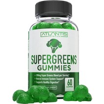 Supergreens Gummies 지원을 위한 시금치 브로콜리 모링가 비트 뿌리 셀러리 녹차 아사이베리가 함유된 일일 그린 슈퍼푸드 보충제 천연 라즈베리 맛 슈퍼그린 구미 60개, [01] 60개1팩
