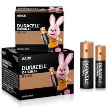 듀라셀 오리지널 알카라인 AA 건전지 20p + AAA…
