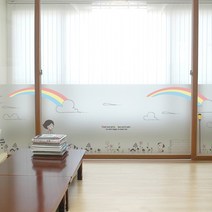 낭만창고 반투명 글라스 접착시트지, 동화나라04무지개뜨는마을