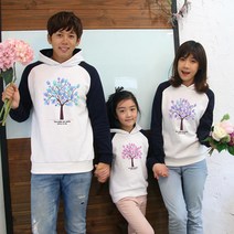 해피앤티 지문트리가족 기모 후드 나그랑 패밀리룩 가족티