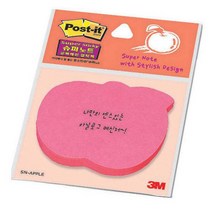 3M 포스트잇 슈퍼 스티키노트 메모지 디스펜서, 사과-약45매, 색상랜덤