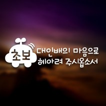 디자인수 새싹자동차 자동차스티커 초보운전스티커, 화이트, 1개