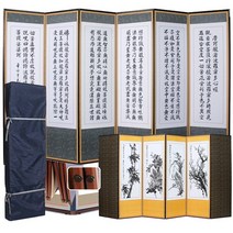 남도공예 전통배접표구 제사용병풍 6폭 8폭 병풍, 1개, 16_죽절인조실크6폭 반야 - 사군자