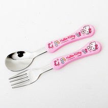 헬로키티 리본 스텐스푼포크셋트 포크, 핑크, 1개