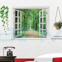미래몰 창문 포인트 벽지 스티커, 수목원 풍경