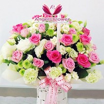 엔젤스플라워 꽃배달서비스 생화 장미꽃 바구니 공기정화 관엽식물 축하바구니 프로포즈, F11_달콤한연인, 1개