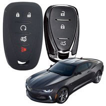 카포카 쉐보레 카마로 5버튼 스마트키 실리콘 케이스 케이스/스킨, 블랙, 1개