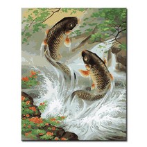 DIY캔버스페인팅 명화그리기, A11_잉어의 도약