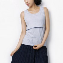 마더라이크 J.잔줄수유나시- 덮개형 수유나시 면 임산부 런닝 옷