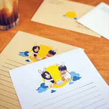 후아미 달나라토끼 포토사진 제작 편지지 세트 15cm x 21cm, 혼합색상(편지봉투), 10매