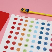 후아미 알록달록 동그라미 번호 스티커 3.8 * 2.1cm 광택 아트지, 숫자(1-90)