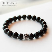 도트라인 OH08 오닉스8mm 에나멜 실버팔찌