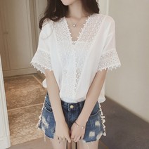 [La yoon] 레이스 랩블라우스