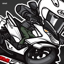 프리스타일 혼다_PCX_125_캐릭터세트 .바이크스티커 바이크스티커, 반사원단-블랙