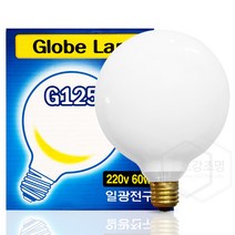 일광전구 백열 볼 전구 G125 60W 불투명, 전구색(노란빛)