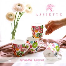 [아씨에뜨] 스프링머그 디자인 2종 10oz 4p세트, 4개입
