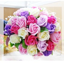 갤럭시쇼핑 달콤한너에게비누장미꽃30송이꽃다발, 핑크+아이보리+연퍼플+퍼플+체리핑크