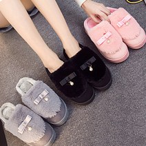 헤이슈 8815 진주리본장식 털슬리퍼