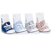 Sophie La Girafe 베이비 보이 운동화 신발 양말 4 팩 신생아 0-12 Mth Crew Socks