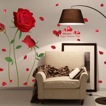미래몰 플로랄 꽃무늬 포인트 벽지 스티커, 다-166 장미꽃
