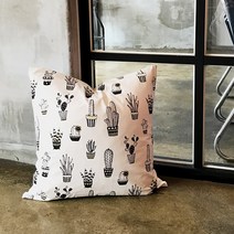 데이데이미 [무료배송]선인장 화이트 쿠션커버 50x50