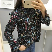 빅걸스토리 나팔소매 플라워 프릴 블라우스