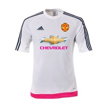 아디다스 맨유 에스트로 15 저지 SS(S98646) 화이트 네이비 핑크 커스텀 축구 유니폼