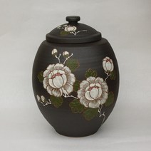 [여주도기] 옹기둥근목단 쌀항아리 20kg