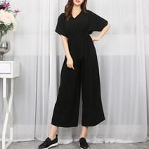 턴키 브이넥 밴드 와이드 팬츠 점프수트