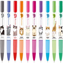 자바 세필형 캐릭터 저점도 유성볼펜 0.38mm 냐옹, 그린, 12개